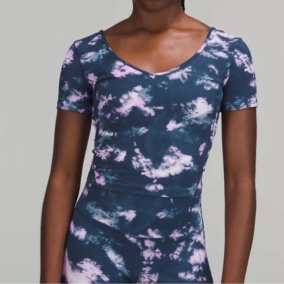 Lululemon Align Tee Navy & Pink Tie Dye 4 - Picture 5 of 6